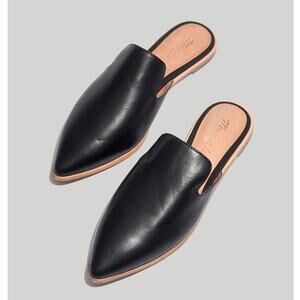 Madewell Gemma Mule in Black Leather Pointed Toe Flats Women's Size 10 GUC